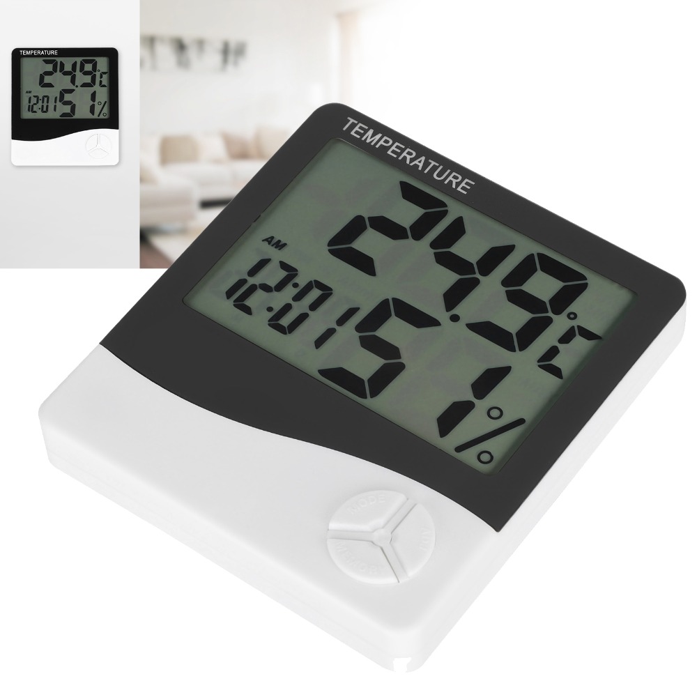 Thermometer Digital - 大型表示画面、屋内用温度計、壁掛け式、アラーム機能付き、温度・湿度モニター -50 ° C～70 ° Cレンジ