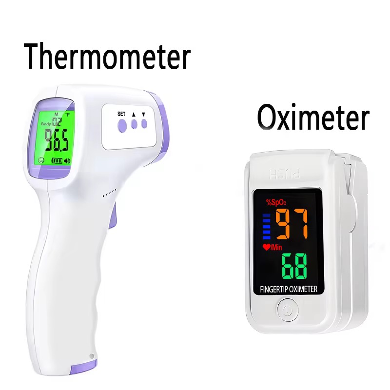 Pulse Oximeter - 非接触型赤外線額温度計または指先式パルスオキシメーター。体温や血中酸素濃度を測定するデジタルヘルスデバイス。