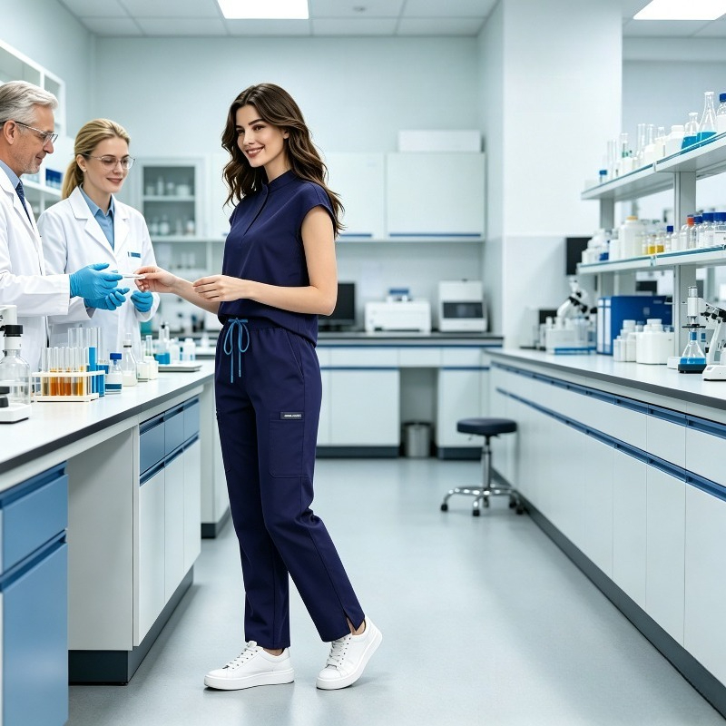 Medical Gloves - スタンドアップカラー、大きな袖口、起毛手袋、無地ナースユニフォーム、医療作業服、多用途医療ユニフォーム