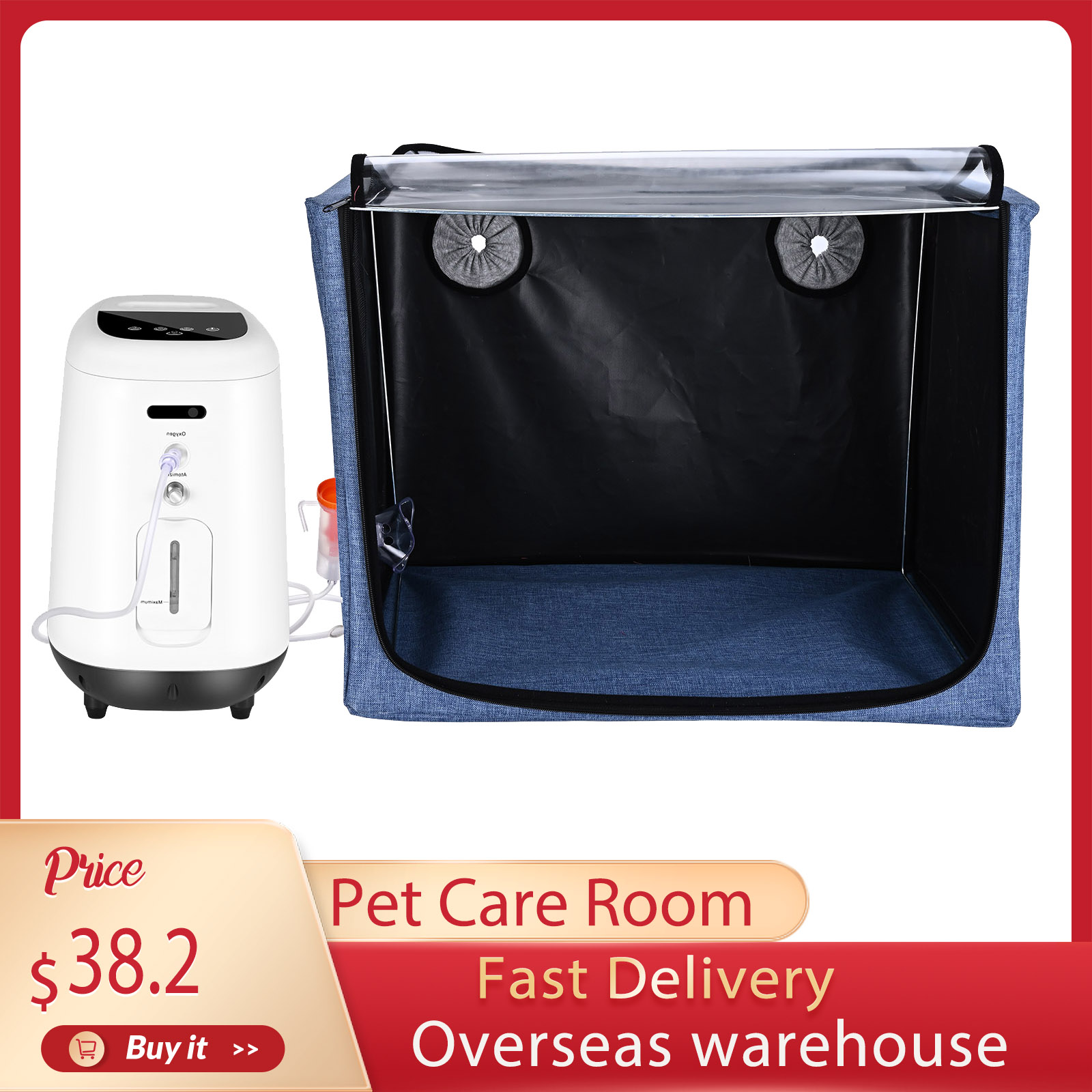 Lab Incubator - ペット用酸素ICUケージ 100L 子犬用保育器 ペット用育成器 咳喘息治療用ネブライザーボックス