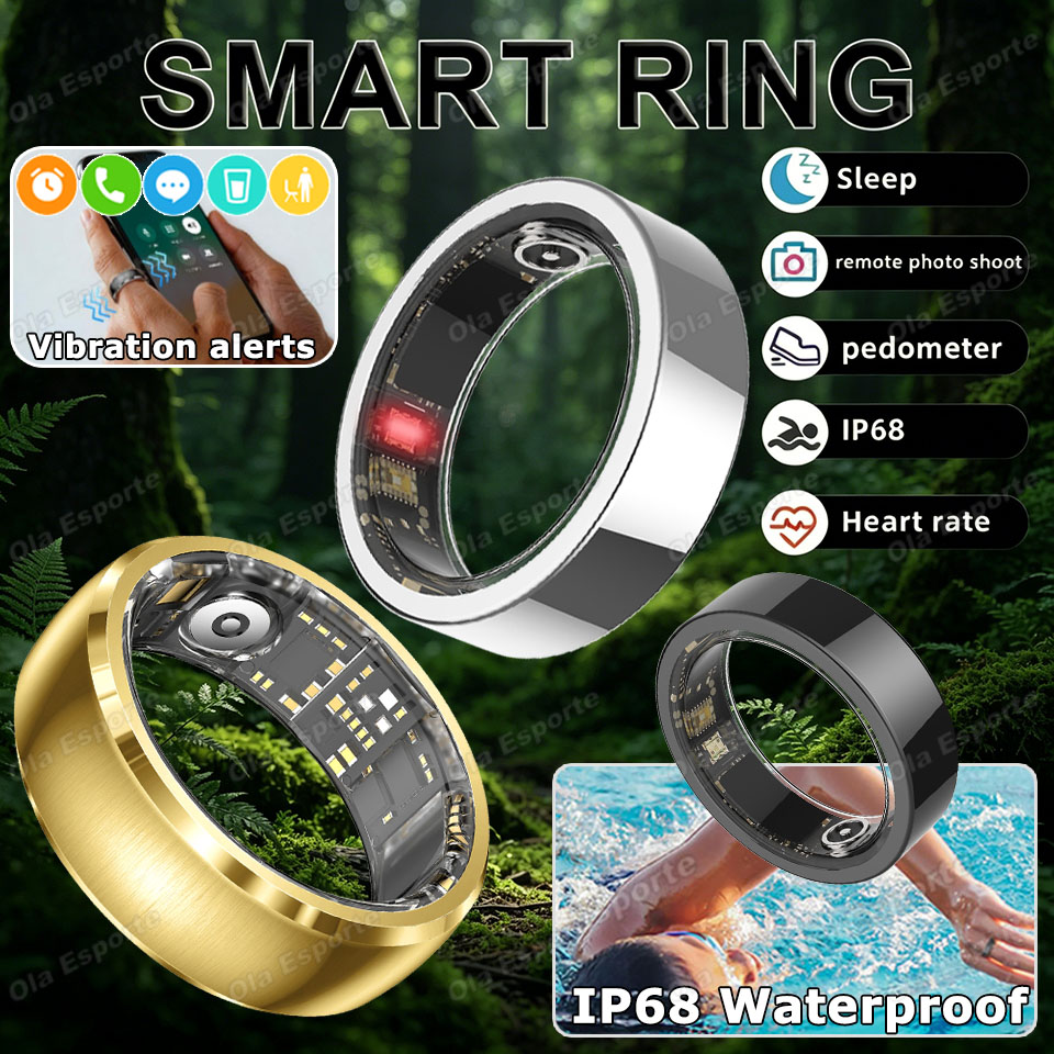 Blood Pressure Monitor - アップグレードされた振動リマインダースマートリング 防水 健康 心拍数&睡眠モニタリング メッセージアラート アラームクロック