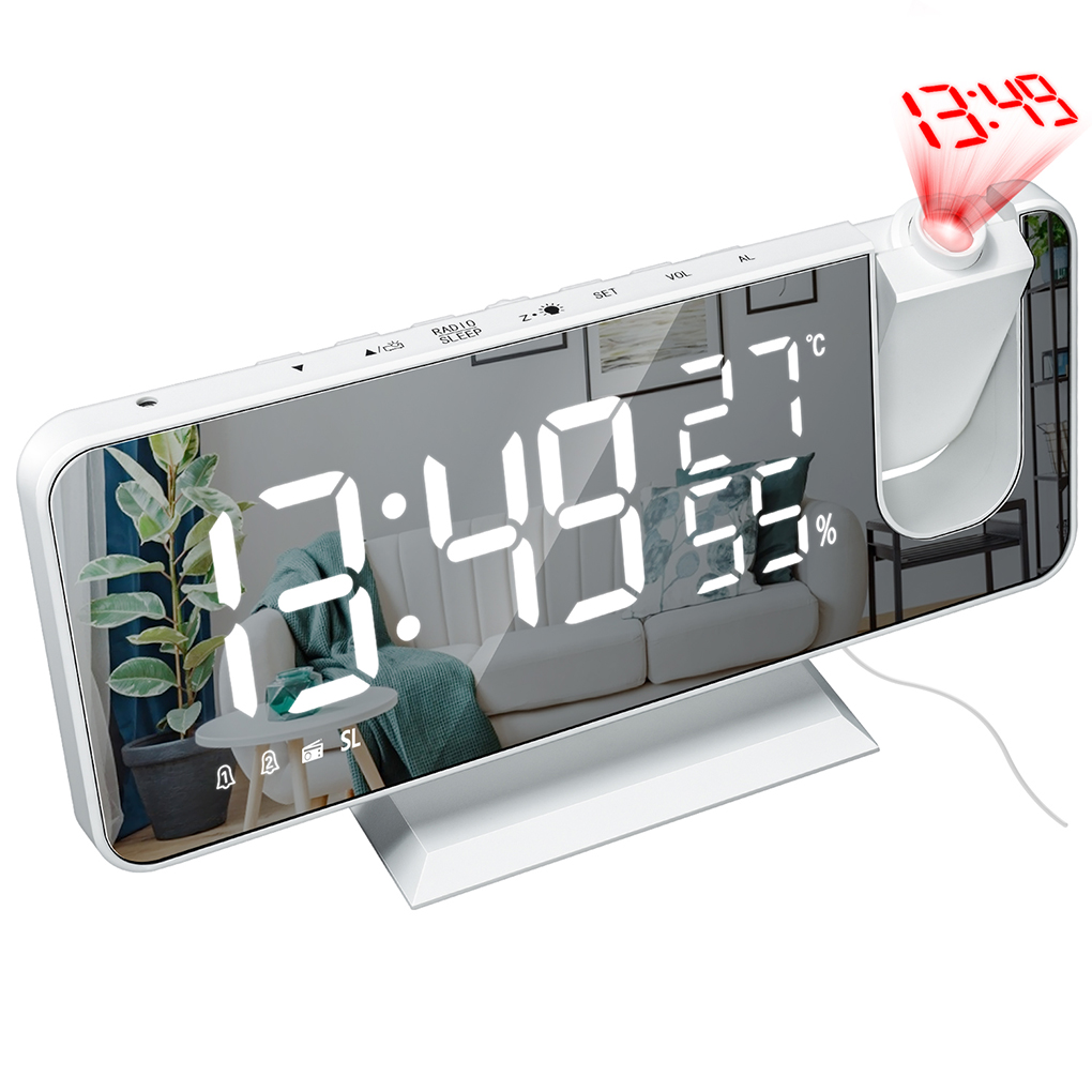 Thermometer Digital - デジタル時計、温度計、湿度計、プロジェクター、ラジオ、温度・湿度計、白い背景、白い文字