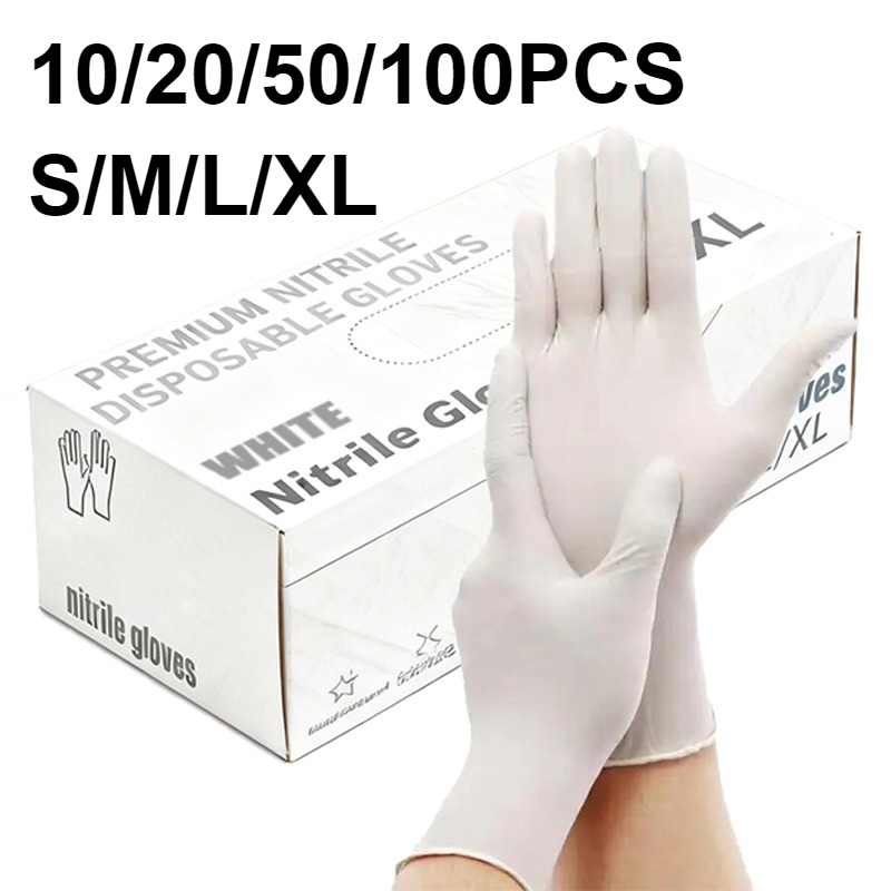 Medical Gloves - 10/20/50/100 個白いニトリル手袋使い捨てキッチン手袋キッチン食品加工調理用に最適な手袋