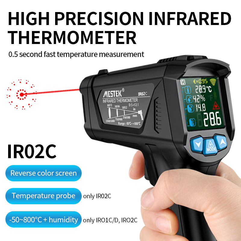 デジタル工業用赤外線温度計（温度計測ポイント付き）IR02c - Thermometer Digital のレビューと価格